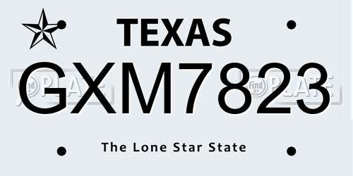 GXM7823 Texas License Plate