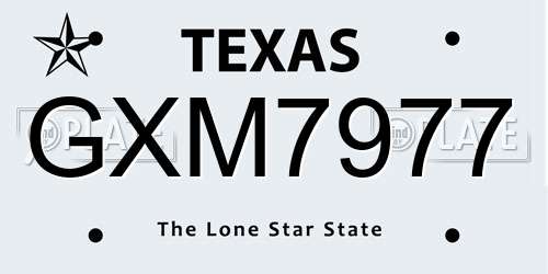 GXM7977 Texas License Plate