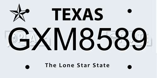 GXM8589 Texas License Plate