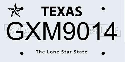 GXM9014 Texas License Plate