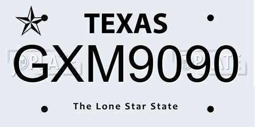 GXM9090 Texas License Plate