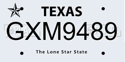 GXM9489 Texas License Plate