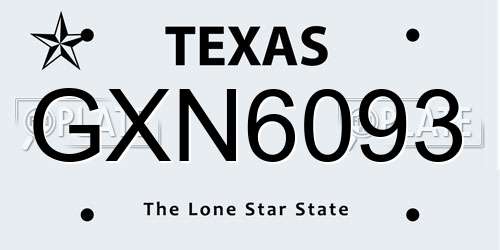 GXN6093 Texas License Plate