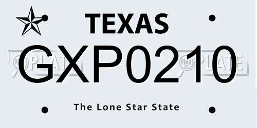 GXP0210 Texas License Plate