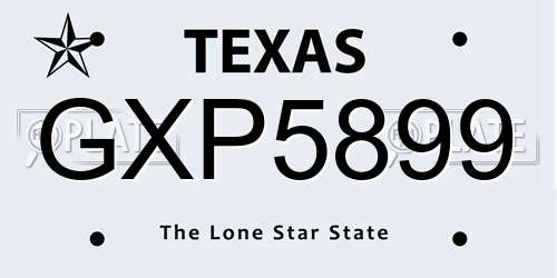 GXP5899 Texas License Plate