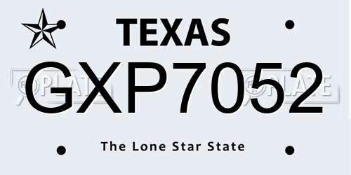 GXP7052 Texas License Plate
