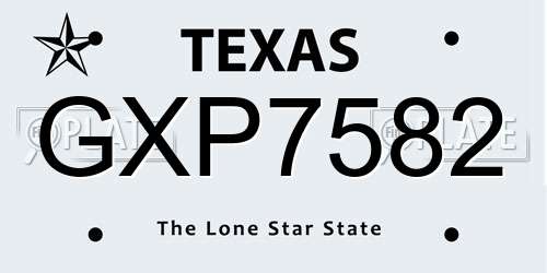 GXP7582 Texas License Plate