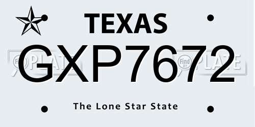 GXP7672 Texas License Plate