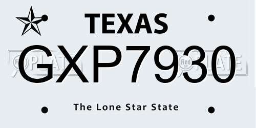 GXP7930 Texas License Plate