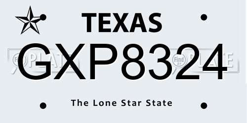 GXP8324 Texas License Plate