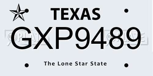 GXP9489 Texas License Plate