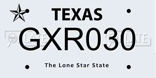 GXR030 Texas License Plate
