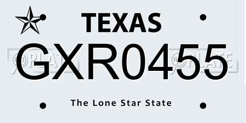 GXR0455 Texas License Plate