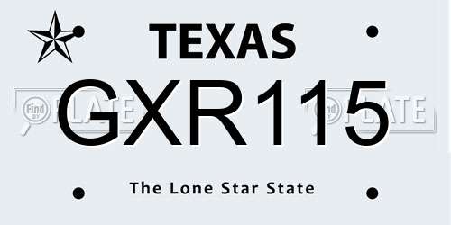 GXR115 Texas License Plate