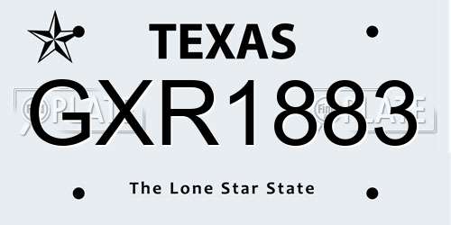 GXR1883 Texas License Plate