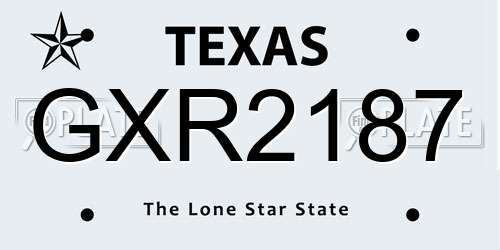 GXR2187 Texas License Plate
