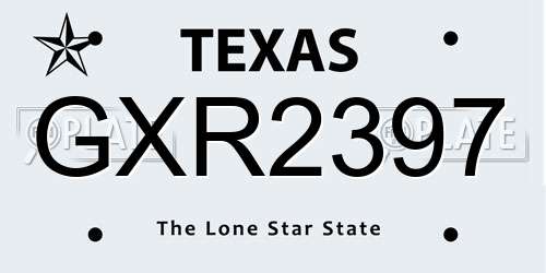 GXR2397 Texas License Plate