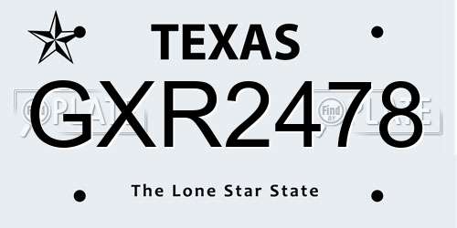 GXR2478 Texas License Plate