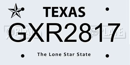 GXR2817 Texas License Plate