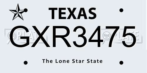 GXR3475 Texas License Plate