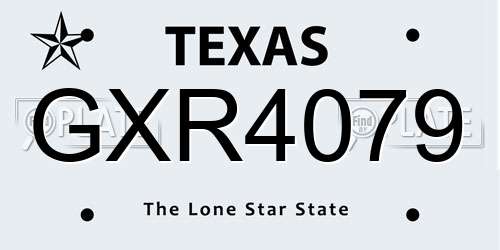GXR4079 Texas License Plate