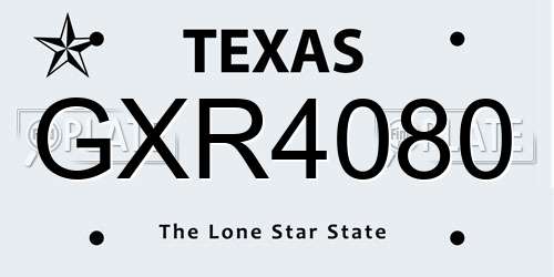 GXR4080 Texas License Plate