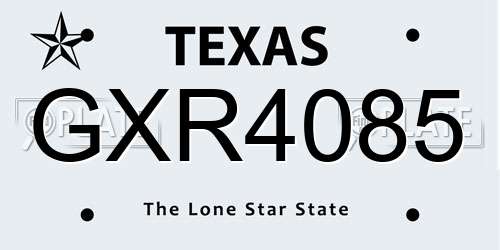 GXR4085 Texas License Plate