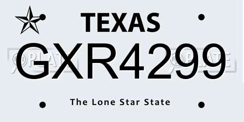 GXR4299 Texas License Plate