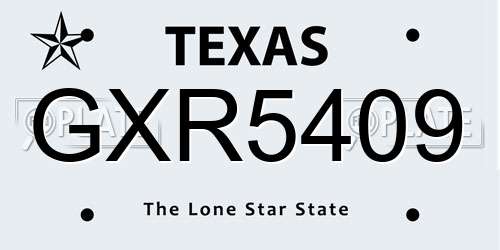 GXR5409 Texas License Plate