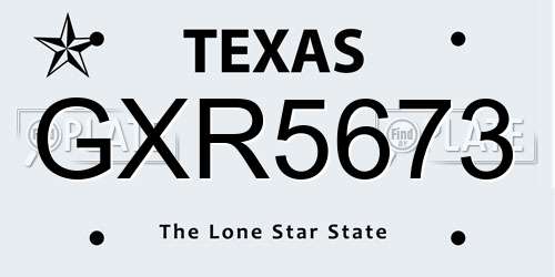 GXR5673 Texas License Plate