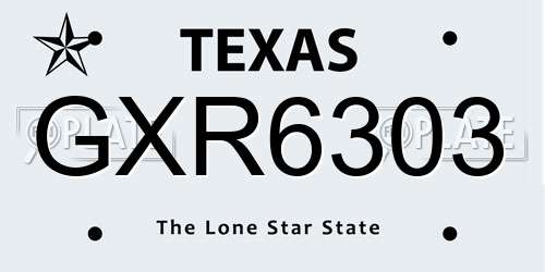GXR6303 Texas License Plate