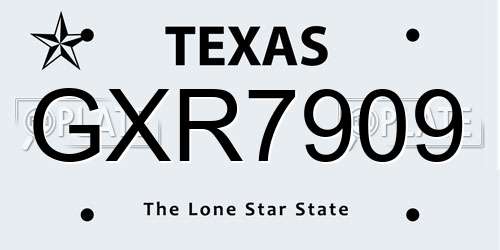 GXR7909 Texas License Plate