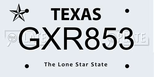 GXR853 Texas License Plate
