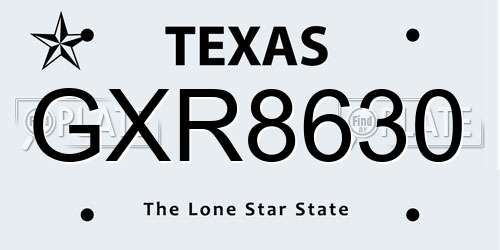GXR8630 Texas License Plate