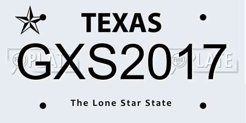 GXS2017 Texas License Plate