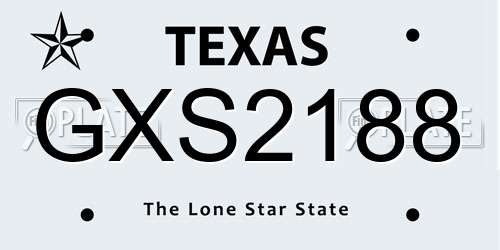 GXS2188 Texas License Plate