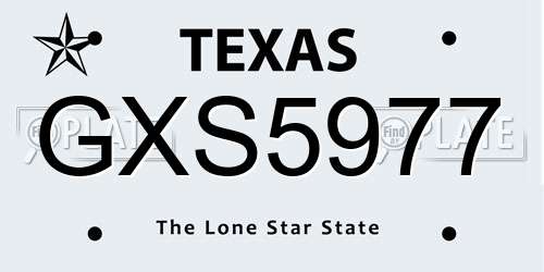 GXS5977 Texas License Plate