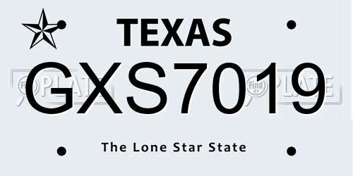 GXS7019 Texas License Plate