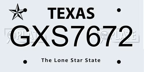 GXS7672 Texas License Plate