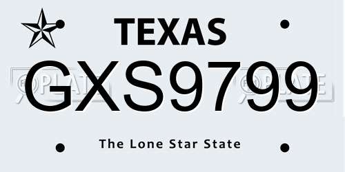 GXS9799 Texas License Plate