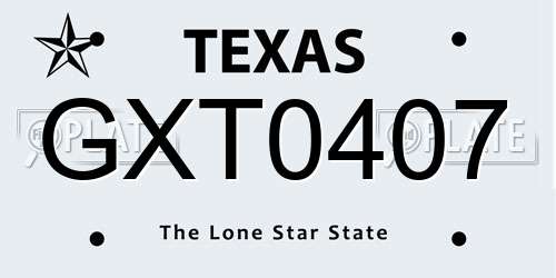 GXT0407 Texas License Plate