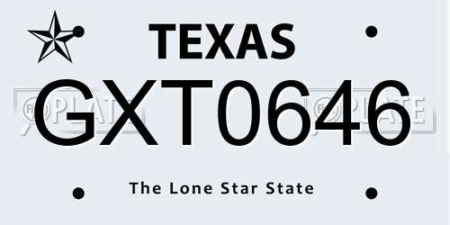 GXT0646 Texas License Plate
