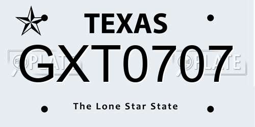 GXT0707 Texas License Plate