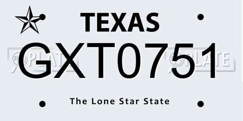 GXT0751 Texas License Plate