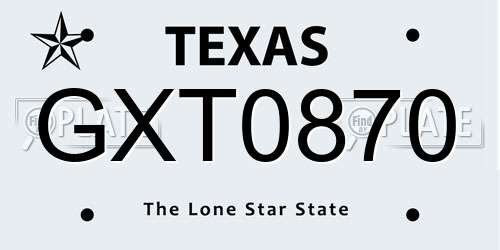 GXT0870 Texas License Plate