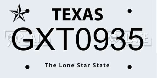 GXT0935 Texas License Plate