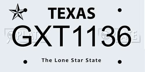 GXT1136 Texas License Plate