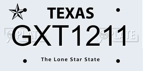 GXT1211 Texas License Plate