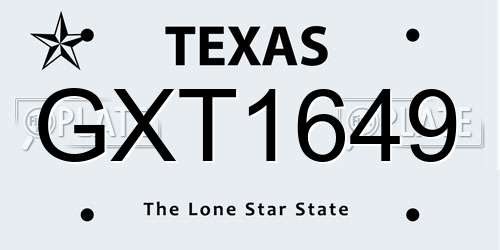 GXT1649 Texas License Plate