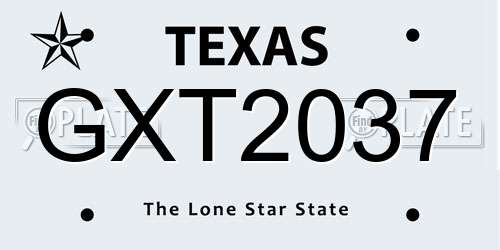 GXT2037 Texas License Plate